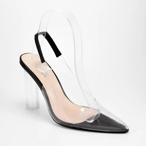 Black clear pointed toe heel - Picture 2 of 6